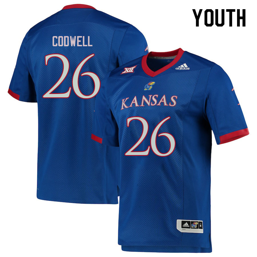 Youth #26 Jack Codwell Kansas Jayhawks College Football Jerseys Sale-Royal
